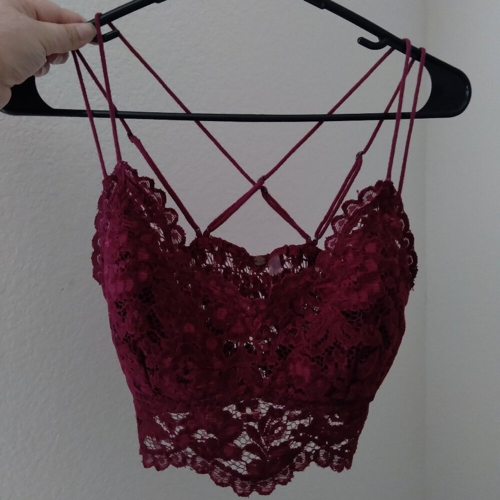 Free People Celine Lace Bralette Mulberry Color Womens Size Small